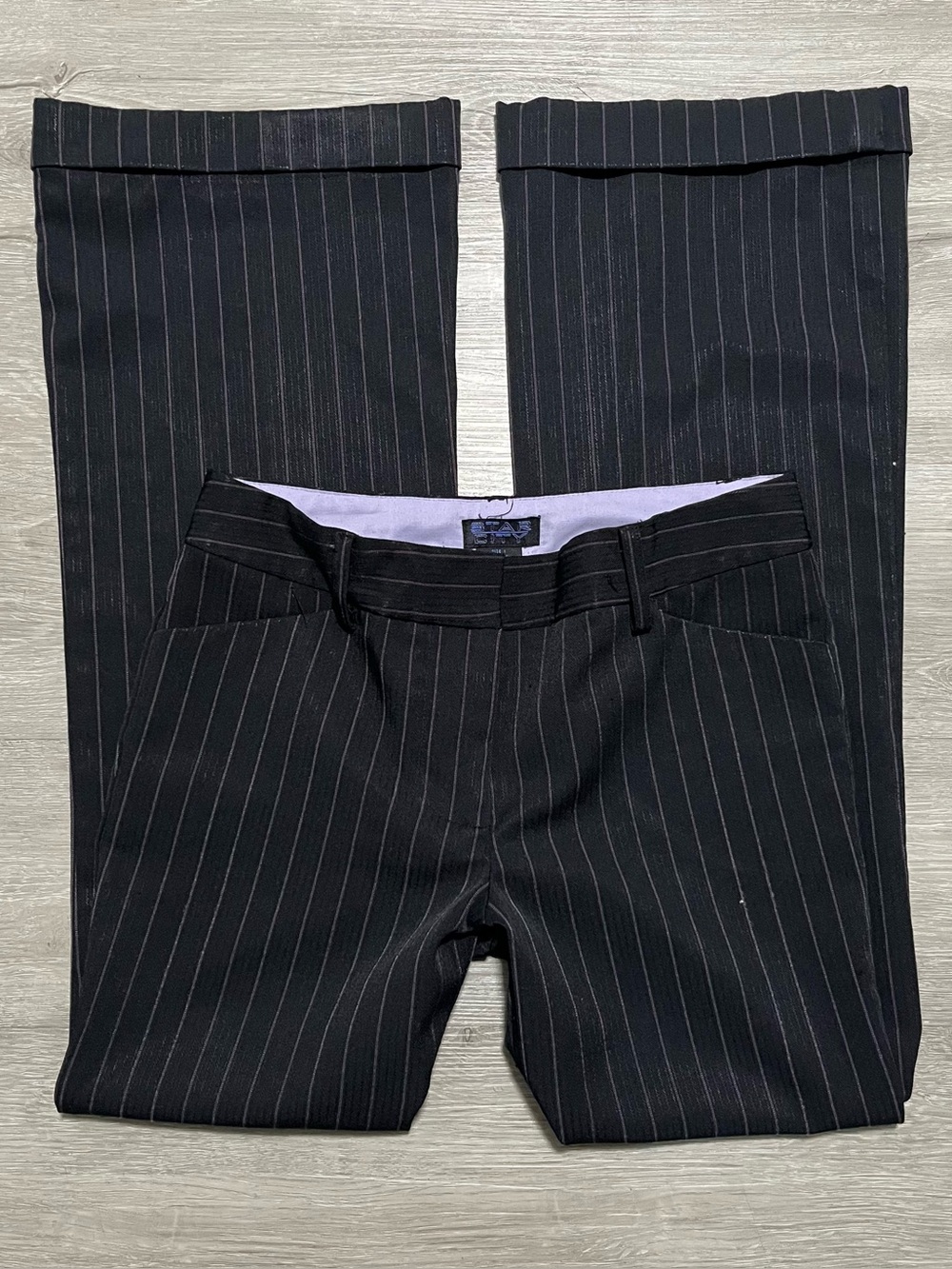 Star City Y2K Black Pinstripe Skirt with Subtle Purple Accents